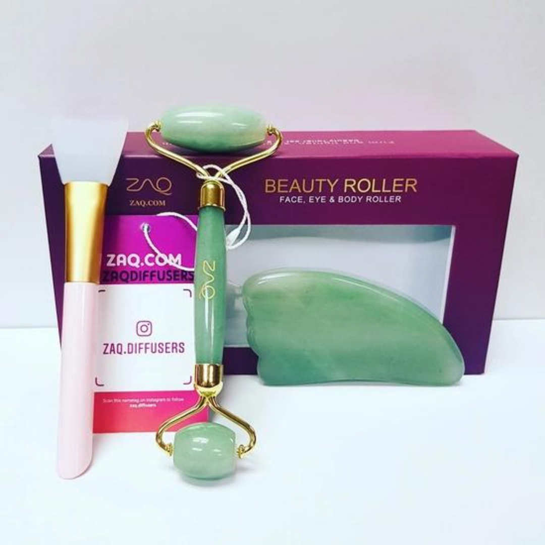 Jade Facial Roller + Jade Gua Sha Board