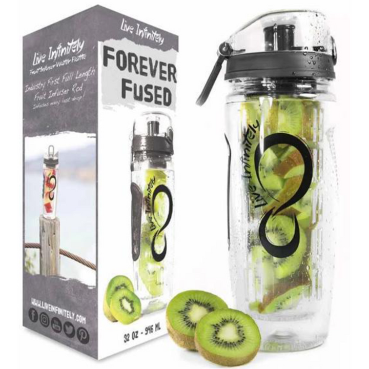 32oz Flip Top Fruit Infuser Water Bottle Black