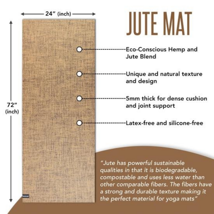 Coffee Brown Hemp & Jute Blend Yoga Mat