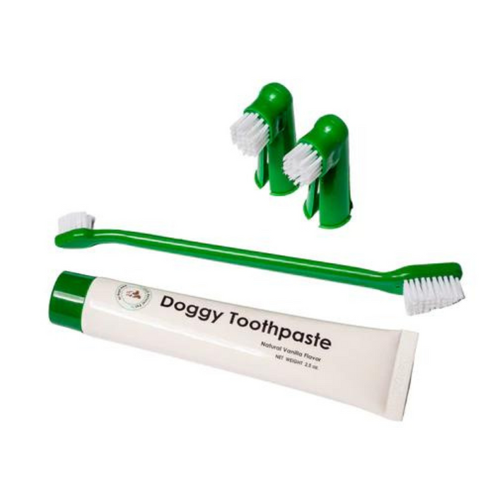 Grooming: 4 Piece Dental Kit With Natural Dog Toothpaste