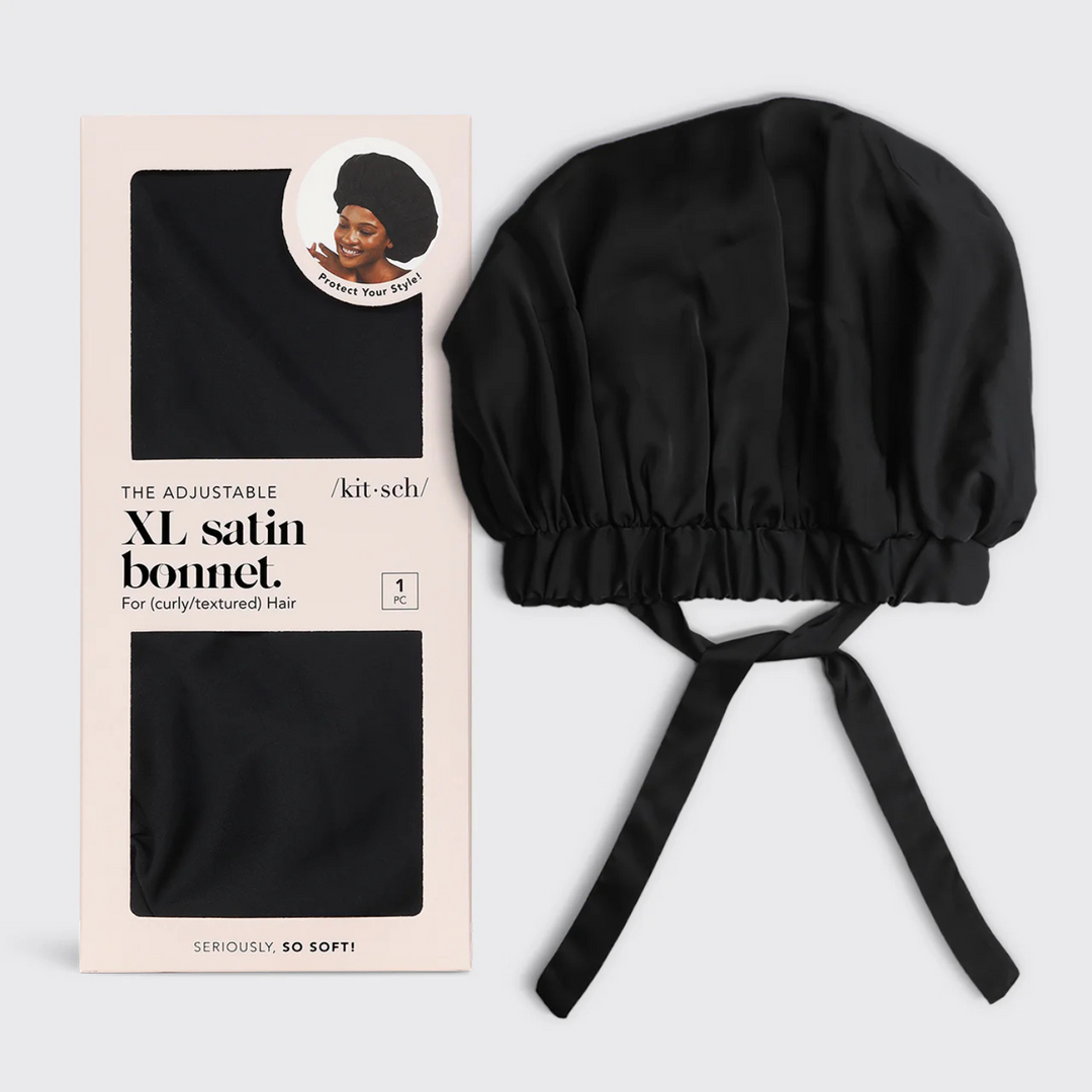 Black Satin XL Sleep Bonnet