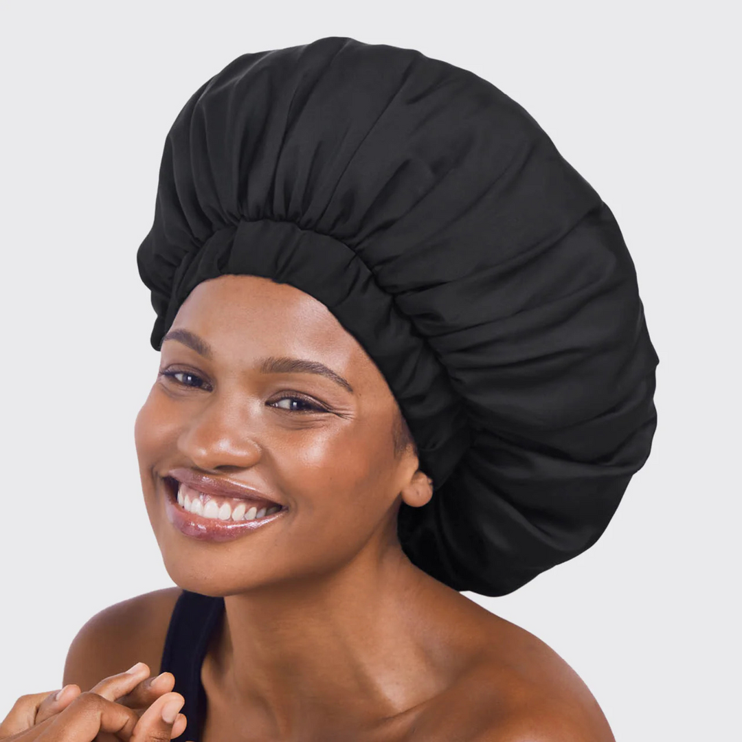 Black Satin XL Sleep Bonnet