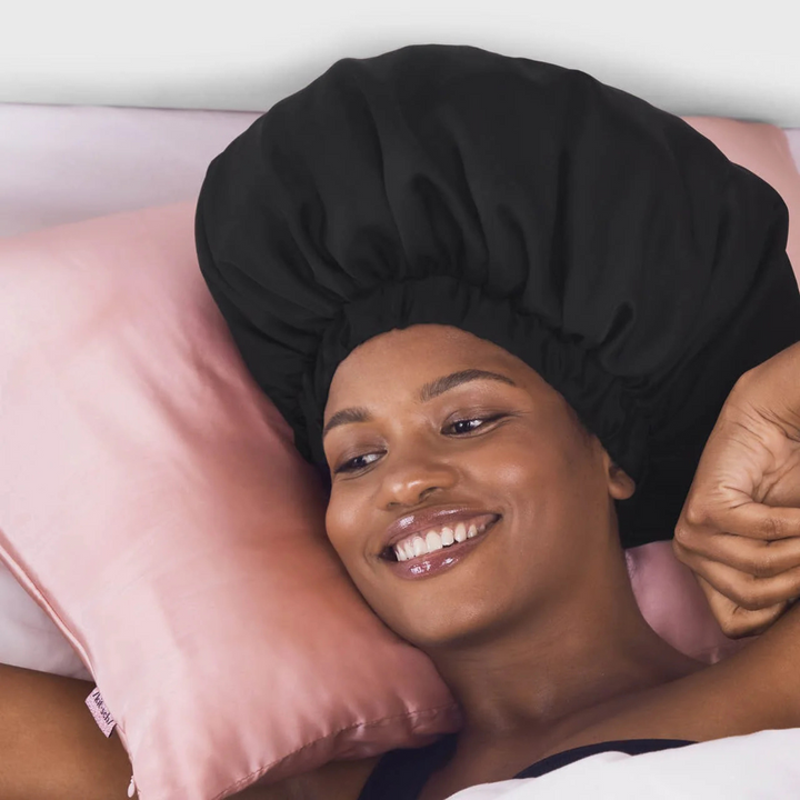 Black Satin XL Sleep Bonnet