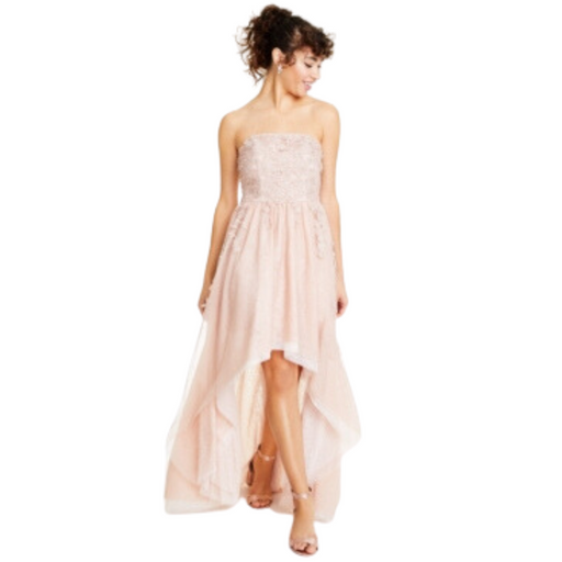 Say Yes to the Prom Embroidered Strapless Gown