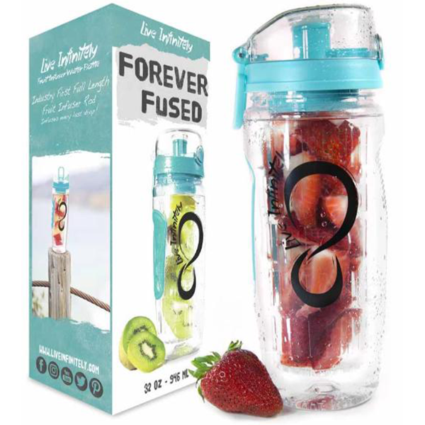 32oz Flip Top Fruit Infuser Water Bottle Teal