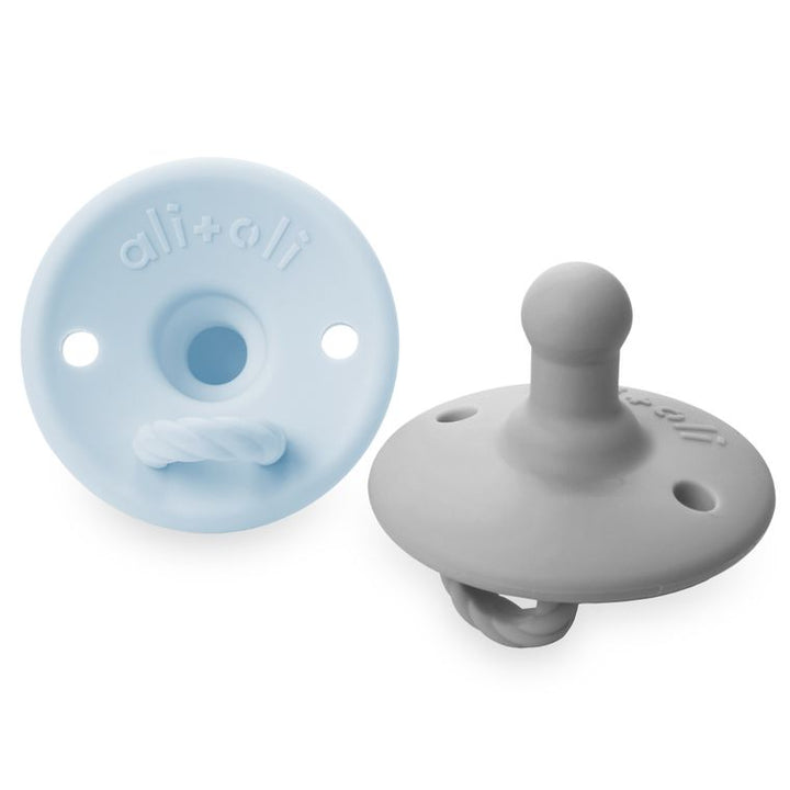 Pacifier Set (Soft Blue & Grey)