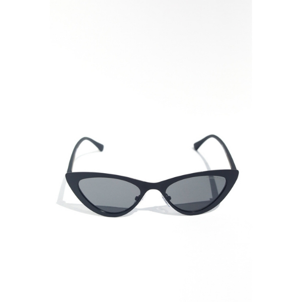 Metallic Frame Black Cat Eye Sunglasses